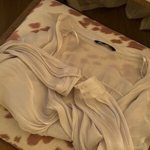 Zara Silver Sheer Top